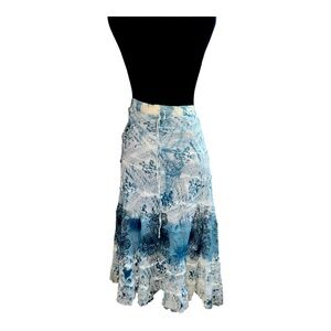 VTG Chiffon Maxi Bohemian Skirt Tye Dye light embroidery lined (lightweight) SzL